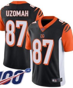 Nike Cincinnati Bengals #87 C.J. Uzomah Black Team Color Stitched NFL 100th Season Vapor Limited Jersey
