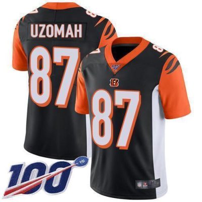 Nike Cincinnati Bengals #87 C.J. Uzomah Black Team Color Stitched NFL 100th Season Vapor Limited Jersey