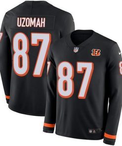 Nike Cincinnati Bengals #87 C.J. Uzomah Black Team Color Stitched NFL Limited Therma Long Sleeve Jersey
