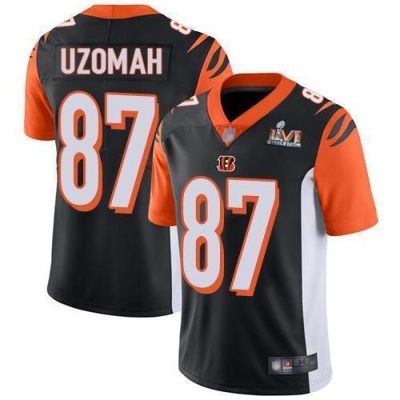 Nike Cincinnati Bengals #87 C.J. Uzomah Black Team Color Super Bowl LVI Patch Stitched NFL Vapor Untouchable Limited Jersey