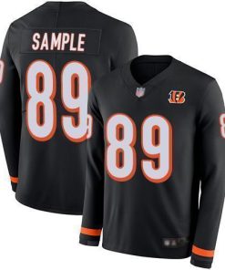 Nike Cincinnati Bengals #89 Drew Sample Black Team Color Stitched NFL Limited Therma Long Sleeve Jersey
