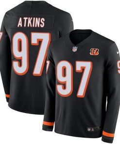 Nike Cincinnati Bengals #97 Geno Atkins Black Team Color Stitched NFL Limited Therma Long Sleeve Jersey