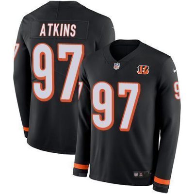 Nike Cincinnati Bengals #97 Geno Atkins Black Team Color Stitched NFL Limited Therma Long Sleeve Jersey