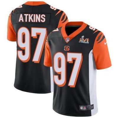 Nike Cincinnati Bengals #97 Geno Atkins Black Team Color Super Bowl LVI Patch Stitched NFL Vapor Untouchable Limited Jersey