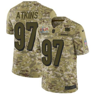 Nike Cincinnati Bengals #97 Geno Atkins Camo Super Bowl LVI Patch Stitched NFL Limited 2018 Salute To Service Jersey
