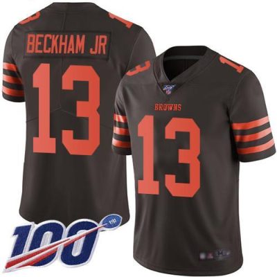 Nike Cleveland Browns #13 Odell Beckham Jr Brown Stitched NFL Limited Rush 100th Season Jersey