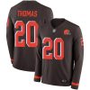 Nike Cleveland Browns #20 Tavierre Thomas Brown Team Color Stitched NFL Limited Therma Long Sleeve Jersey
