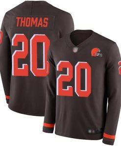 Nike Cleveland Browns #20 Tavierre Thomas Brown Team Color Stitched NFL Limited Therma Long Sleeve Jersey