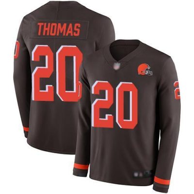 Nike Cleveland Browns #20 Tavierre Thomas Brown Team Color Stitched NFL Limited Therma Long Sleeve Jersey