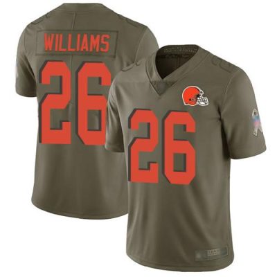 Nike Cleveland Browns #26 Greedy Williams Olive Stitched NFL Limited 2017 Salute To Service Jersey