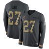 Nike Cleveland Browns #27 Kareem Hunt Anthracite Salute to Service Stitched NFL Limited Therma Long Sleeve Jersey