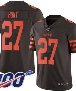 Nike Cleveland Browns #27 Kareem Hunt Brown Stitched NFL Limited Rush 100th Season Jersey