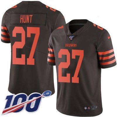 Nike Cleveland Browns #27 Kareem Hunt Brown Stitched NFL Limited Rush 100th Season Jersey