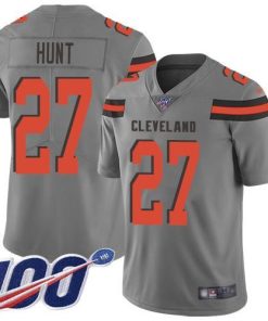 Nike Cleveland Browns #27 Kareem Hunt Gray Stitched NFL Limited Inverted Legend 100th Season Jersey