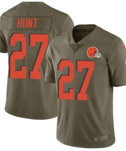 Nike Cleveland Browns #27 Kareem Hunt Olive Stitched NFL Limited 2017 Salute To Service Jersey