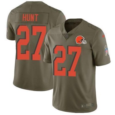 Nike Cleveland Browns #27 Kareem Hunt Olive Stitched NFL Limited 2017 Salute To Service Jersey