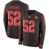 Nike Cleveland Browns #52 Preston Brown Brown Team Color Stitched NFL Limited Therma Long Sleeve Jersey