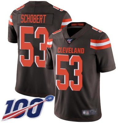 Nike Cleveland Browns #53 Joe Schobert Brown Team Color Stitched NFL 100th Season Vapor Limited Jersey