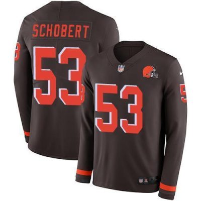 Nike Cleveland Browns #53 Joe Schobert Brown Team Color Stitched NFL Limited Therma Long Sleeve Jersey