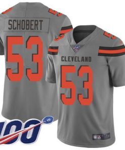 Nike Cleveland Browns #53 Joe Schobert Gray Stitched NFL Limited Inverted Legend 100th Season Jersey