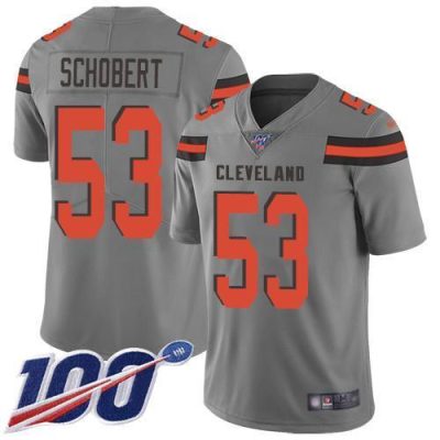 Nike Cleveland Browns #53 Joe Schobert Gray Stitched NFL Limited Inverted Legend 100th Season Jersey