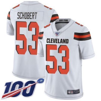 Nike Cleveland Browns #53 Joe Schobert White Stitched NFL 100th Season Vapor Limited Jersey