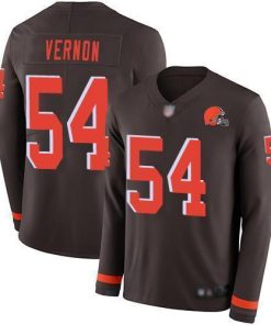 Nike Cleveland Browns #54 Olivier Vernon Brown Team Color Stitched NFL Limited Therma Long Sleeve Jersey
