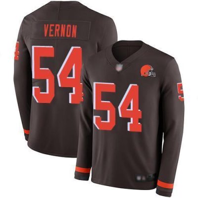 Nike Cleveland Browns #54 Olivier Vernon Brown Team Color Stitched NFL Limited Therma Long Sleeve Jersey
