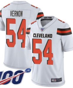 Nike Cleveland Browns #54 Olivier Vernon White Stitched NFL 100th Season Vapor Limited Jersey