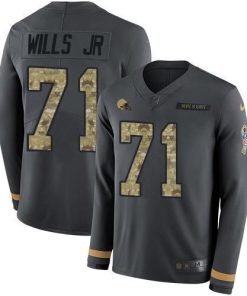 Nike Cleveland Browns #71 Jedrick Wills JR Anthracite Salute to Service Stitched NFL Limited Therma Long Sleeve Jersey