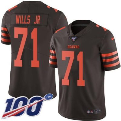 Nike Cleveland Browns #71 Jedrick Wills JR Brown Stitched NFL Limited Rush 100th Season Jersey