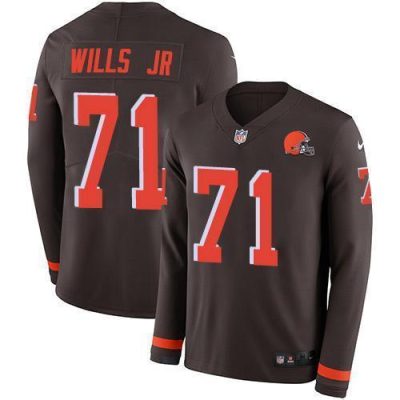 Nike Cleveland Browns #71 Jedrick Wills JR Brown Team Color Stitched NFL Limited Therma Long Sleeve Jersey