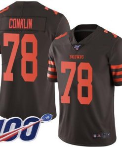 Nike Cleveland Browns #78 Jack Conklin Brown Stitched NFL Limited Rush 100th Season Jersey