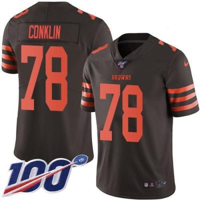 Nike Cleveland Browns #78 Jack Conklin Brown Stitched NFL Limited Rush 100th Season Jersey