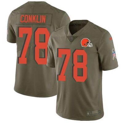 Nike Cleveland Browns #78 Jack Conklin Olive Stitched NFL Limited 2017 Salute To Service Jersey