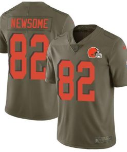Nike Cleveland Browns #82 Ozzie Newsome Olive Stitched NFL Limited 2017 Salute To Service Jersey