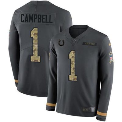 Nike Colts #1 Parris Campbell Anthracite Salute To Service Stitched NFL Limited Therma Long Sleeve Jersey