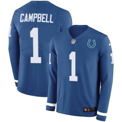 Nike Colts #1 Parris Campbell Royal Blue Team Color Stitched NFL Limited Therma Long Sleeve Jersey