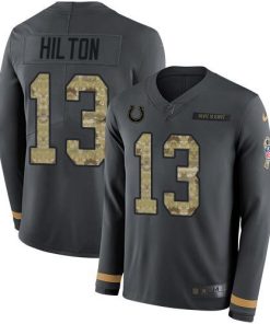 Nike Colts #13 T.Y. Hilton Anthracite Salute To Service Stitched NFL Limited Therma Long Sleeve Jersey