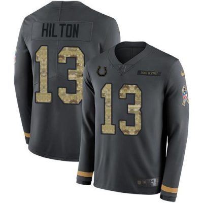 Nike Colts #13 T.Y. Hilton Anthracite Salute To Service Stitched NFL Limited Therma Long Sleeve Jersey