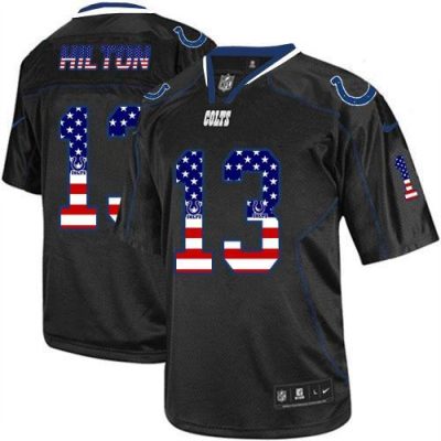 Nike Colts #13 T.Y. Hilton Black Stitched NFL Elite USA Flag Fashion Jersey