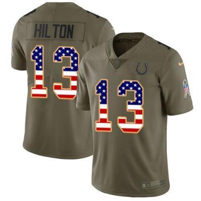 Nike Colts #13 T.Y. Hilton Olive/USA Flag Stitched NFL Limited 2017 Salute To Service Jersey
