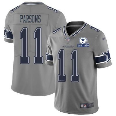 Nike Cowboys #11 Micah Parsons Gray Stitched With Established In 1960 Patch NFL Limited Inverted Legend Jersey
