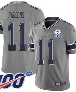 Nike Cowboys #11 Micah Parsons Gray Stitched With Established In 1960 Patch NFL Limited Inverted Legend 100th Season Jersey
