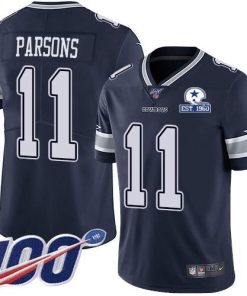 Nike Cowboys #11 Micah Parsons Navy Blue Team Color Stitched With Established In 1960 Patch NFL 100th Season Vapor Untouchable Limited Jersey