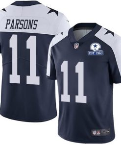 Nike Cowboys #11 Micah Parsons Navy Blue Thanksgiving Stitched With Established In 1960 Patch NFL Vapor Untouchable Limited Throwback Jersey