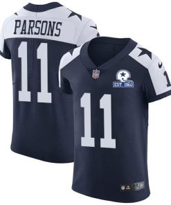 Nike Cowboys #11 Micah Parsons Navy Blue Thanksgiving Stitched With Established In 1960 Patch NFL Vapor Untouchable Throwback Elite Jersey
