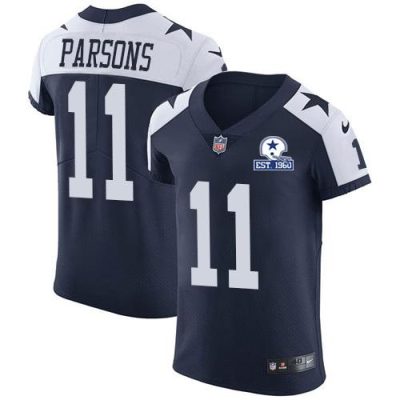 Nike Cowboys #11 Micah Parsons Navy Blue Thanksgiving Stitched With Established In 1960 Patch NFL Vapor Untouchable Throwback Elite Jersey