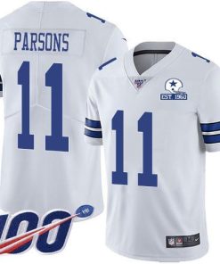 Nike Cowboys #11 Micah Parsons White Stitched With Established In 1960 Patch NFL 100th Season Vapor Untouchable Limited Jersey