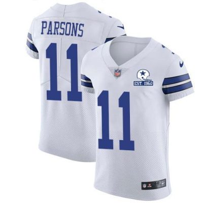 Nike Cowboys #11 Micah Parsons White Stitched With Established In 1960 Patch NFL New Elite Jersey